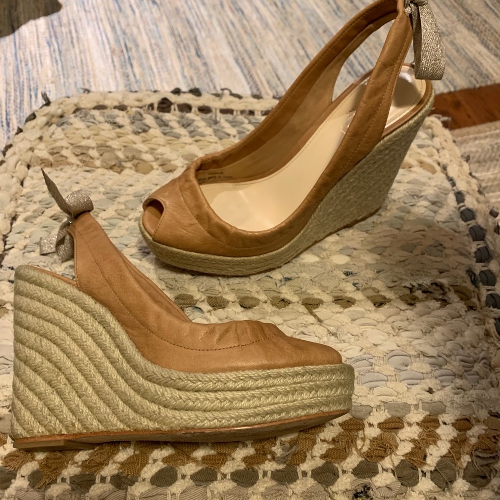 Coach Espadrilles. Leather. Peep toe. Platform.